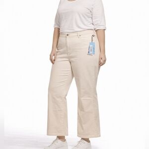 Future Collective Cream Jeans Size 20R Wide Leg Contrast Stitch High Rise NWT 31